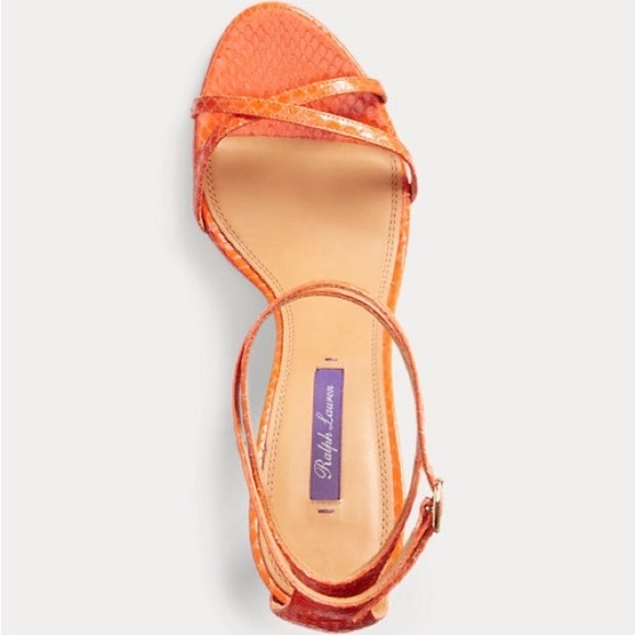 Ralph Lauren Purple Label Ardelisa Ayers Snakeskin Sandal Bright Orange EU 39.5 - Picture 5 of 16